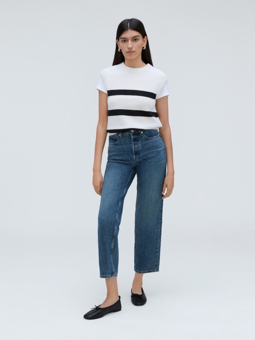 Everlane THE COTTON SUMMER SWEATER TANK Size M Black striped - Picture 11 of 11